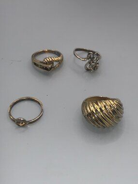 Lot of 4 Vintage Electroplated UNMARKED Salesman Sample Women Size 7 1/2 Rings
